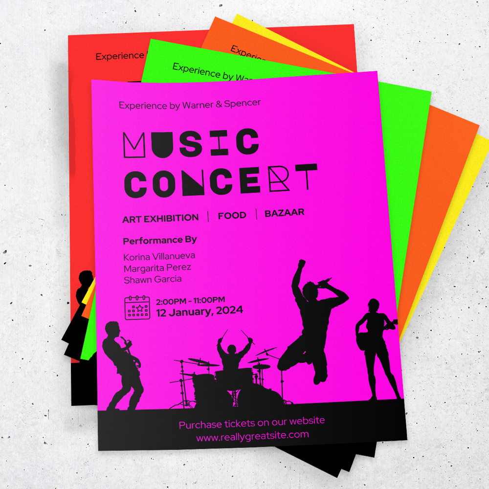 Neon posters bedrukken voor maximale aandacht. Felle kleuren, hoge zichtbaarheid en perfect voor acties, evenementen en promoties.