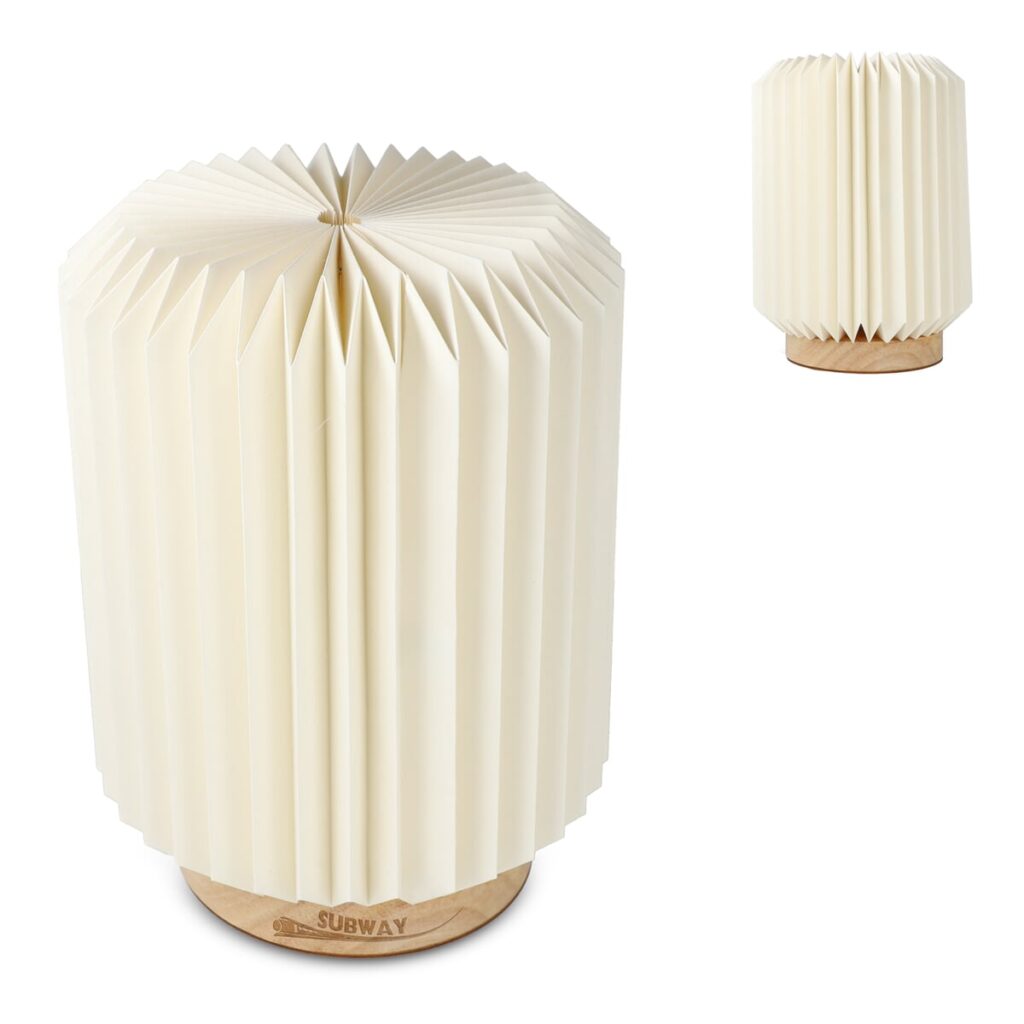 Coollux Coollux vouwbare papieren LED lamp Aurora op houten voet, 22cm