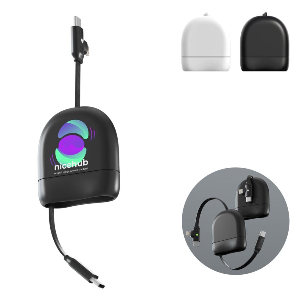 Xoopar Xoopar ICE-R Uittrekbare USB-C en Lightning Kabel 60W 1 Meter