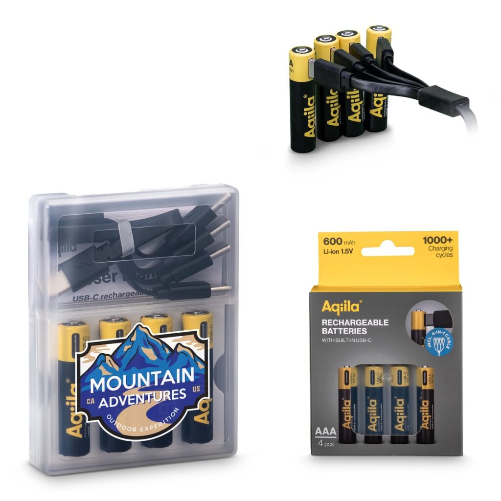 Aqiila Aqiila Oplaadbare USB-C Batterijen AAA 600mAh 4-pack