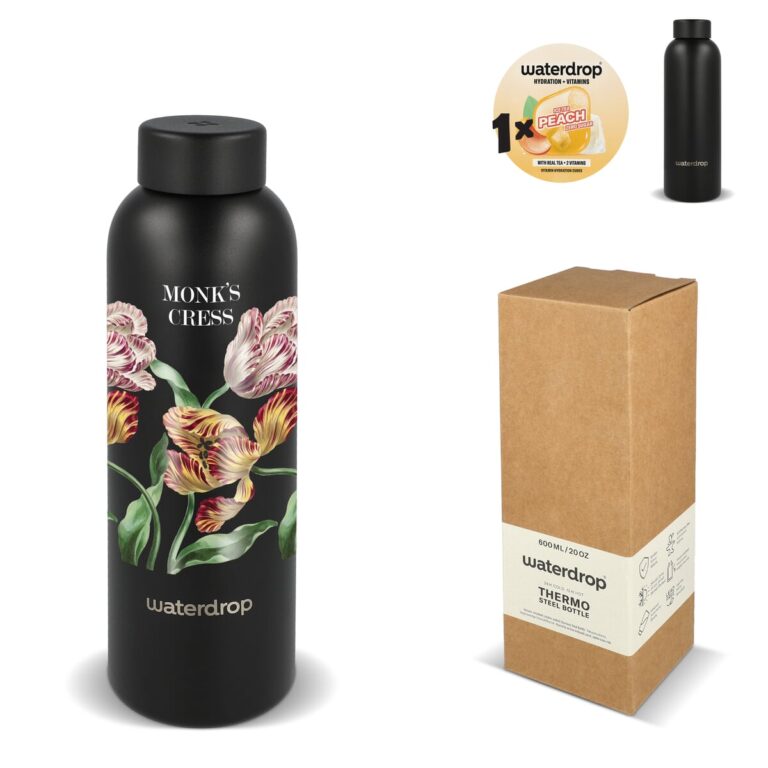 Waterdrop Roestvrijstalen Fles met Stalen dop 600ml