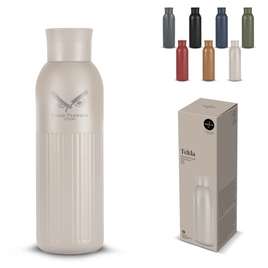 Sagaform Sagaform Tekla Push stalen fles met druk dop gerecycled) 500 ml