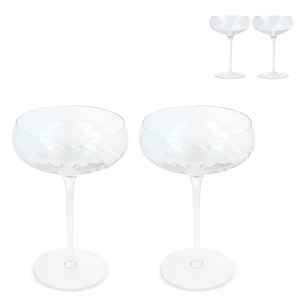 Sagaform Byon Opacity set van 2 champagneglazen met stijlvol glas patroon 300ml