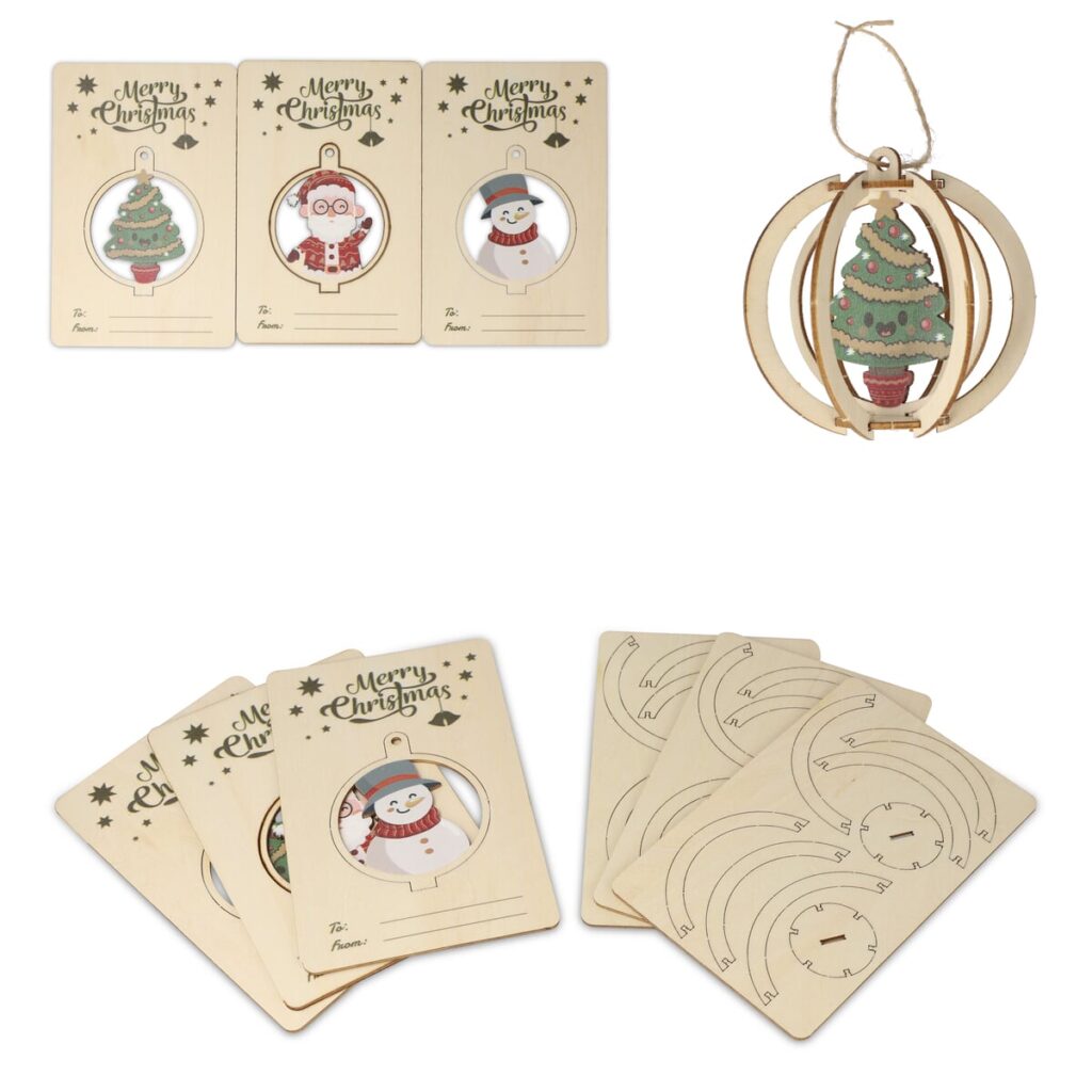 InSideOut InSideOut Houten kerstornament set van 3