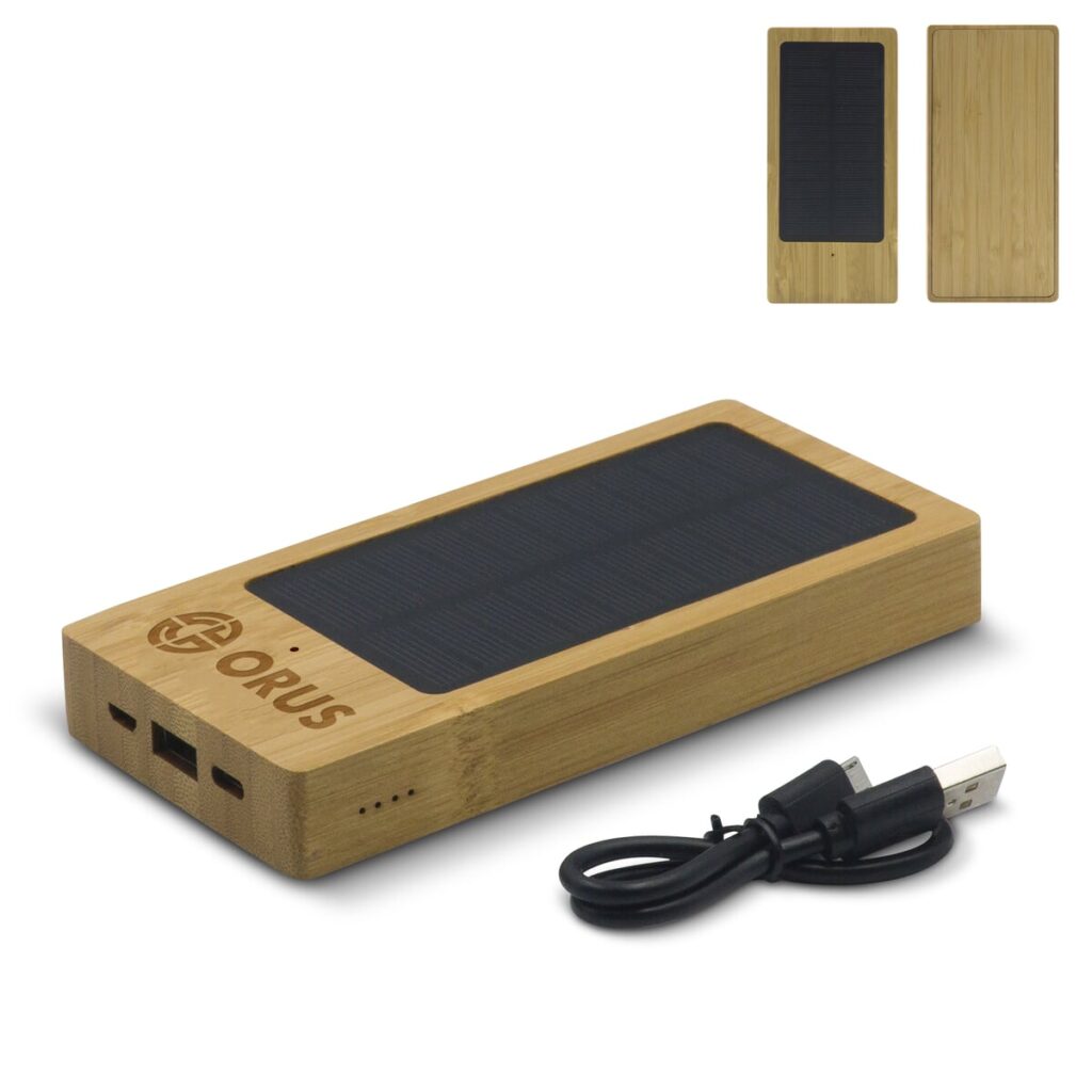 Powerbank Bamboe met Zonne Energie 8000mAh
