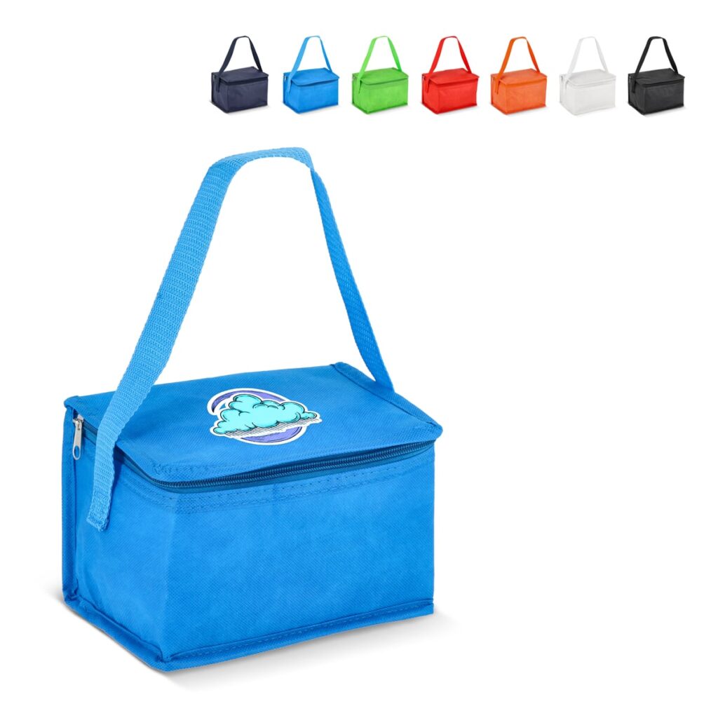 R-PET koeltas voor 6 blikjes, non-woven, 20 x 13 x 12,5 cm, 75 g/m²