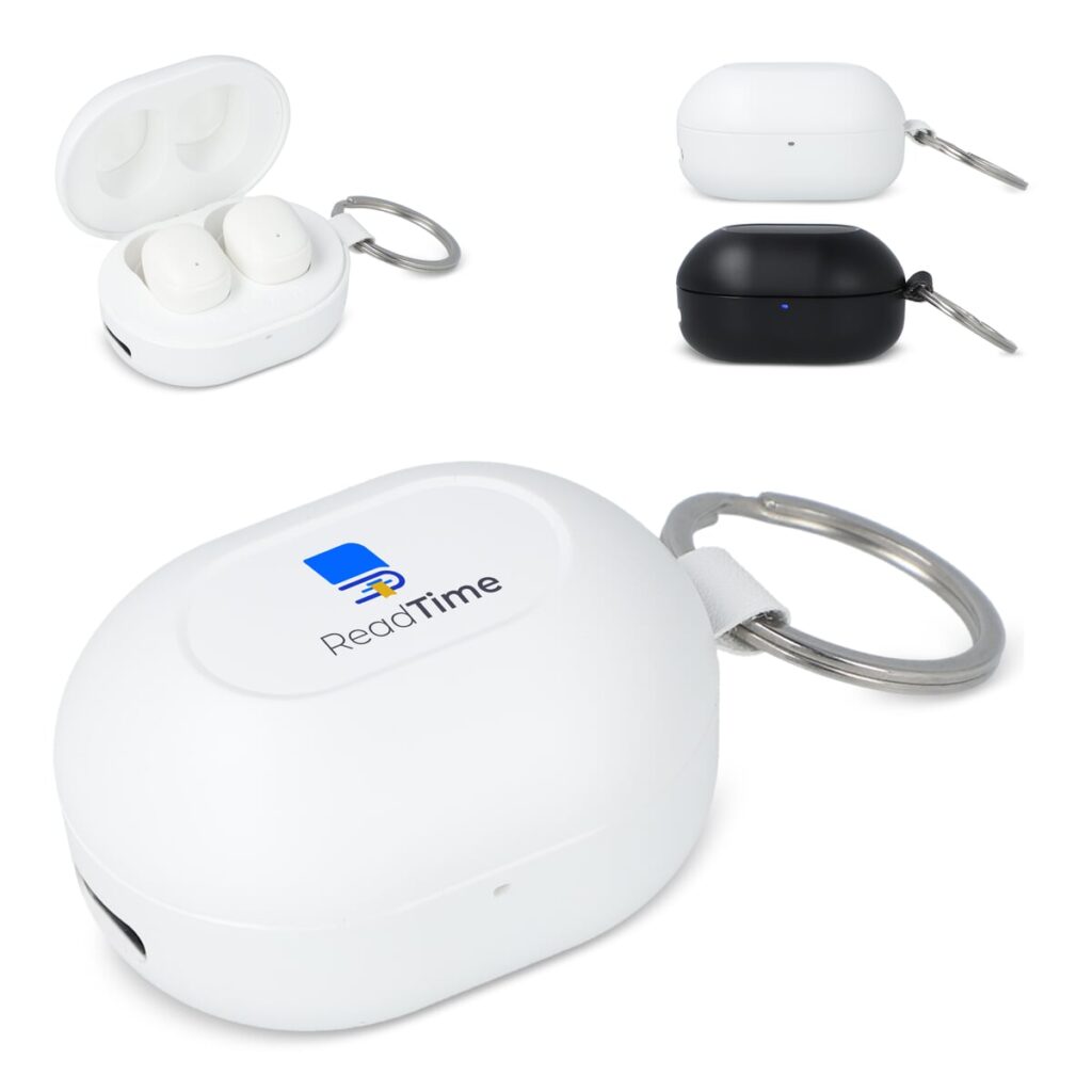 Mini Draadloze Oordopjes Sleutelhanger formaat